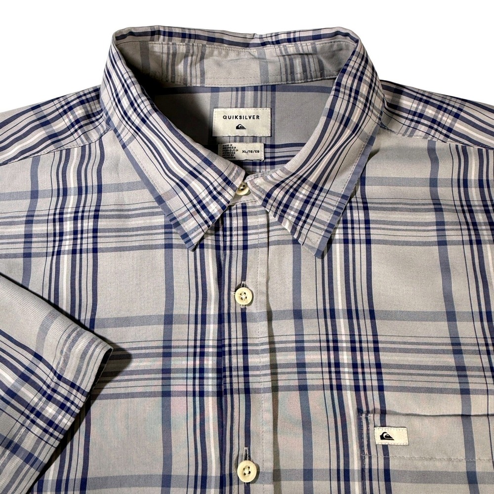 Quiksilver Mens Modern Fit Short‎ Sleeve Plaid Button Up Shirt XL